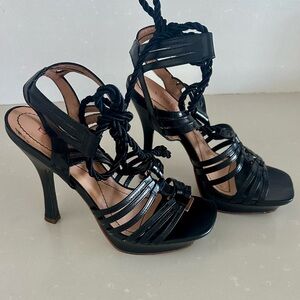 Bebe Elegant Black Leather Strappy Women's Heels